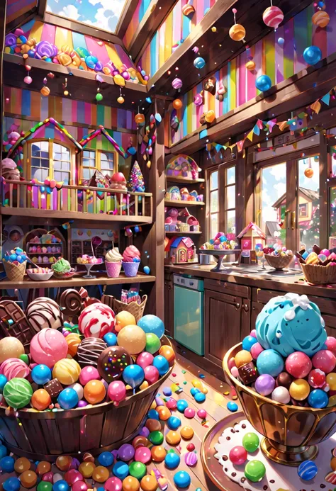 background,Candy House, chocolate,candy, ice cream ,Inside the house,