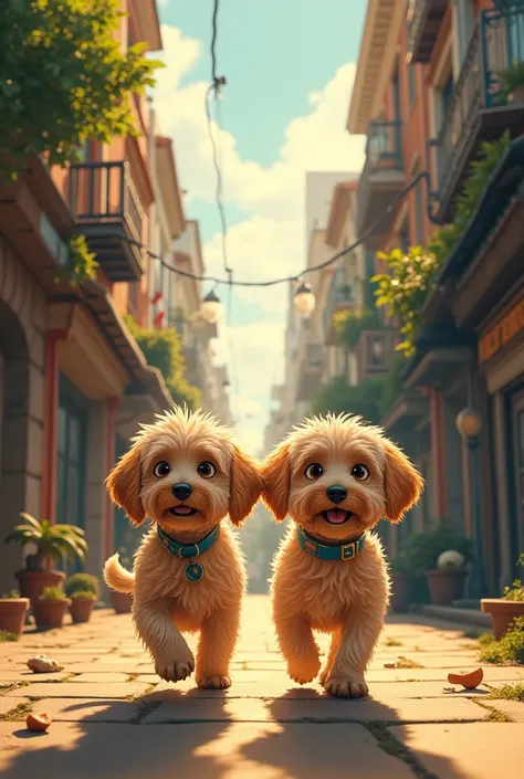 **Title: The Journey of Two Stray Pups**

In a bustling, sun-drenched city, two scruffy puppies called Max and Bella roamed the streets, their eyes wide with curiosity and their bellies grumbling with hunger. With matted fur and wagging tails, they were in...