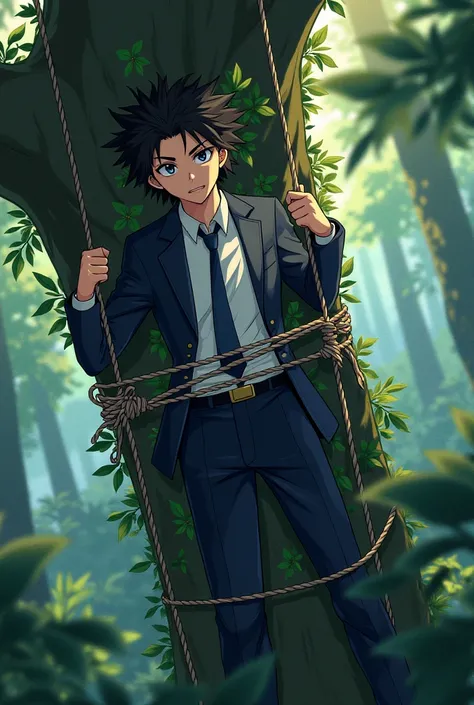 Create Florante anime man tie up on the tree Naka suot 