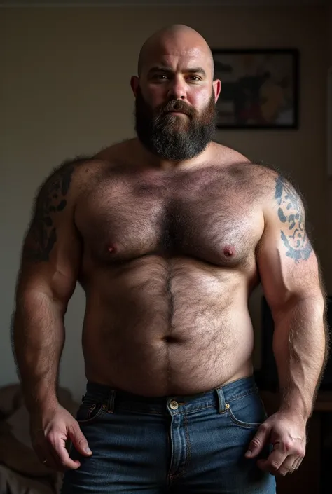 8K Very Best Highest Realistic very Realistic real 8K very detailed highly photorealistic very real realistically detailed very lifelike photo of a Very Sexy handsome big bearded and rugged hairy burly muscular chubby beefy bulked up bald daddy bear man, w...