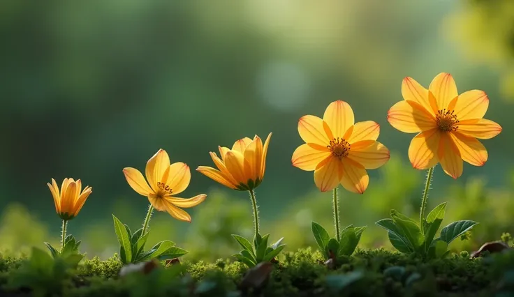 split screens showing passing timelapse of flower growing from 1st of its day to last day