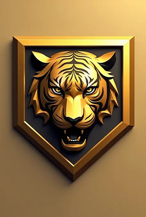 He designed a parallelogram logo in the shape of a tiger head in gold color 