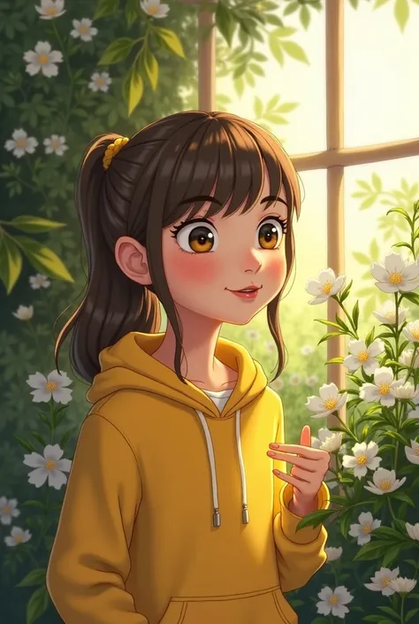 
Scene 2
English: She ties her hair into a ponytail and wears her favorite yellow hoodie.
urdu:  She ties her hair into a ponytail and wears her favorite yellow hoodie.

Szene 3
English : Amara steps into the garden, her eyes wide with wonder at the fresh ...