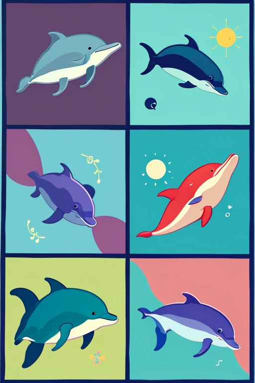 Illustration of dolphins　 icon