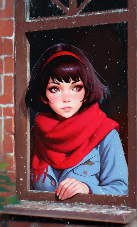 arafed image of a girl in a red and blue costume looking out a window, wojtek fus, ross tran 8 k, cgsociety 8 k, cgsociety 8k, cgsociety 8k, realistic anime 3 d style, artgerm and atey ghailan, ilya kuvshinov. 4 k, cinematic cgsociety, cgsociety inspired