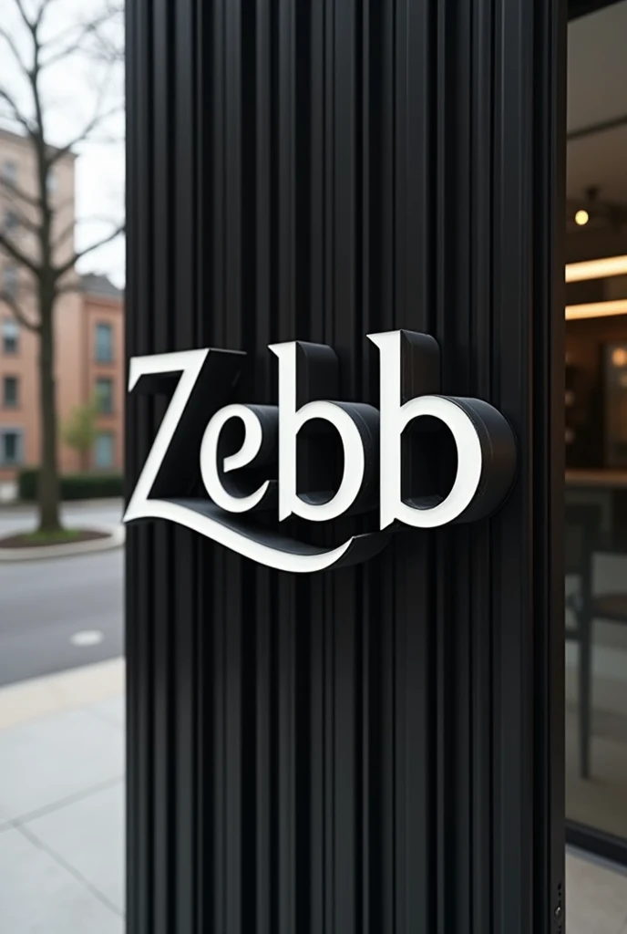 In colour black and white zebb signage