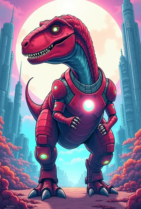 Dinosaur with Ironman costume coloring page for s