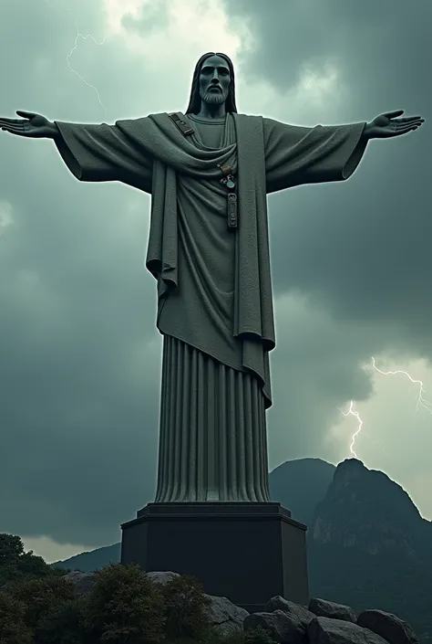 Create Christ the Redeemer with army clothing