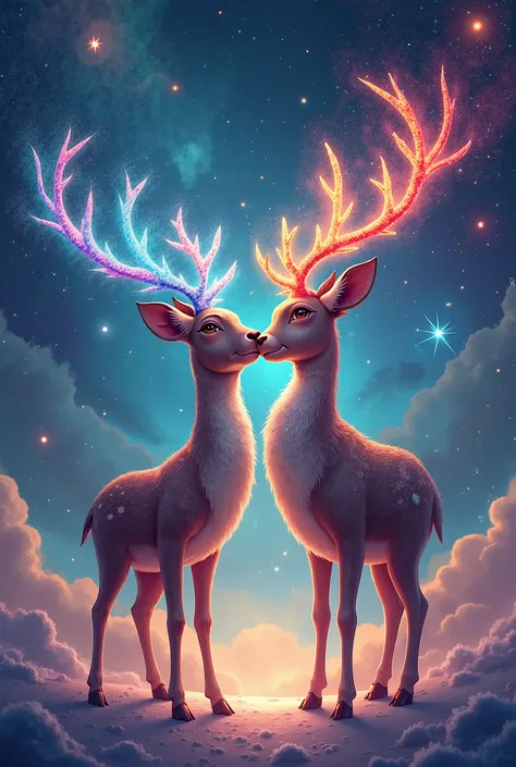 colorful space, reindeer, 2 ตัว, make love