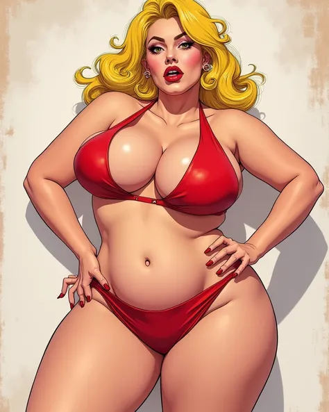  big breasts, Blonde,  bite your lips ,  tsundere, valley,lure, simple background,  pop art ,  Japanese,fat,