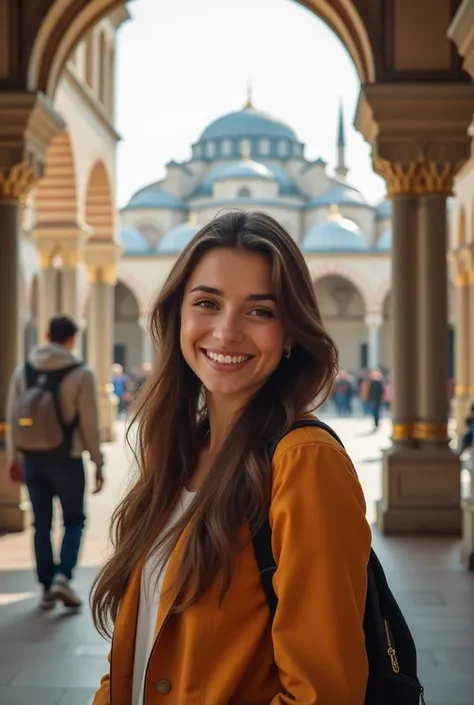 Charming young girl studying college in Istanbul