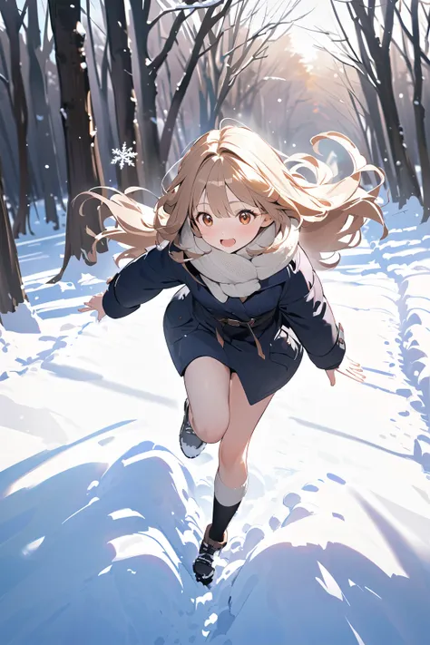 1 girl, (cute face), ager, (long hair), (worried expression), medium breasts, slim, (wearing a stylish winter coat), knee length, (fluffy scarf), (porcelain skin), 
BREAK 
snow-covered road, winter landscape, (walking cautiously:1.2), icy patches, (slippin...