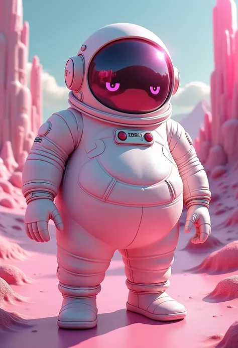 Create me an image of Cartañan in the future fat and astronaut helmet with pink crystal