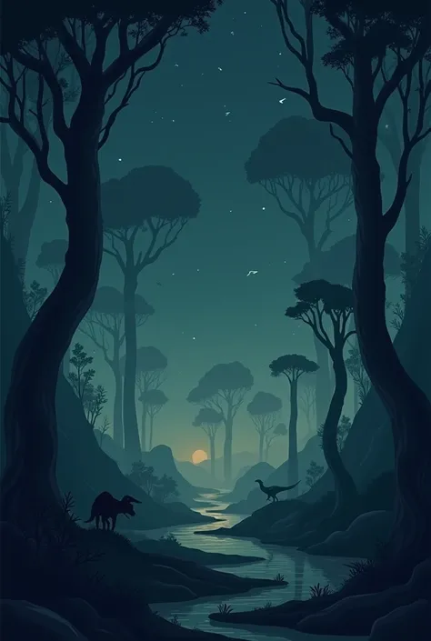 Prehistoric Jurassic Ancient Illustration Night Background No People Simple