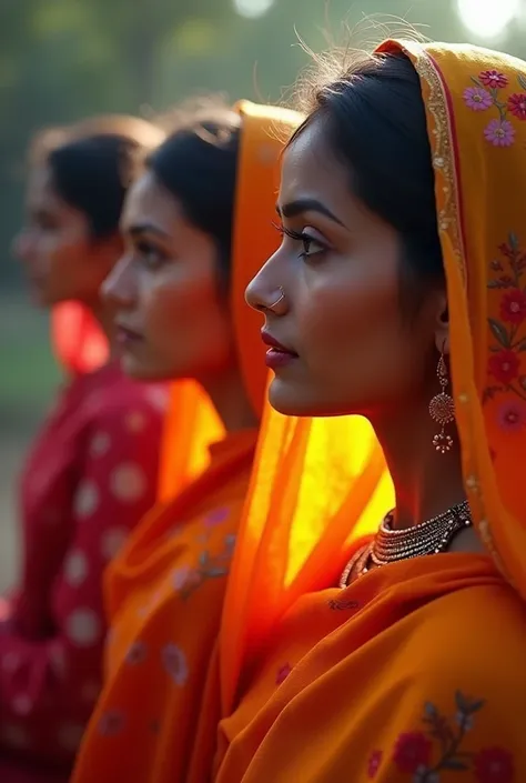 Bihari women in saree side view 