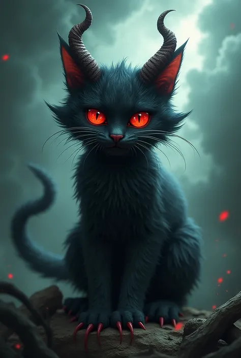 A cat dressed as a demon