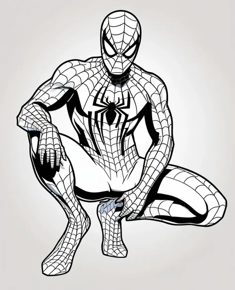  Spiderman with cool costumes, Straight legs, line art style , firm line 