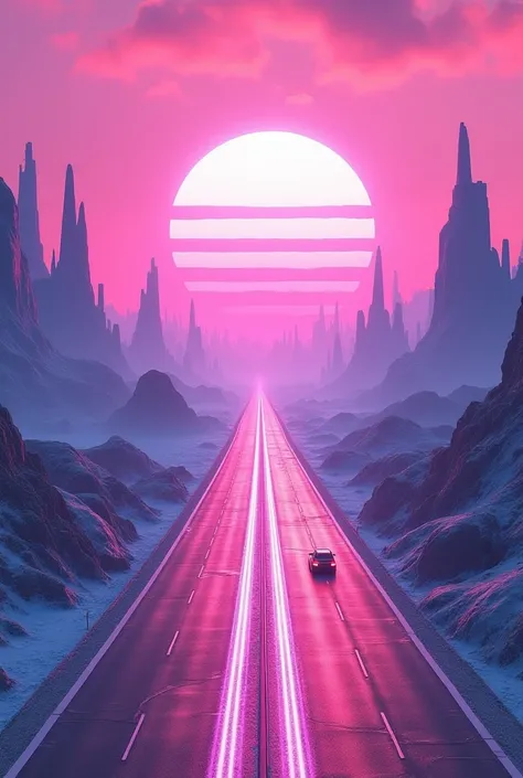 highway road in vaporwave