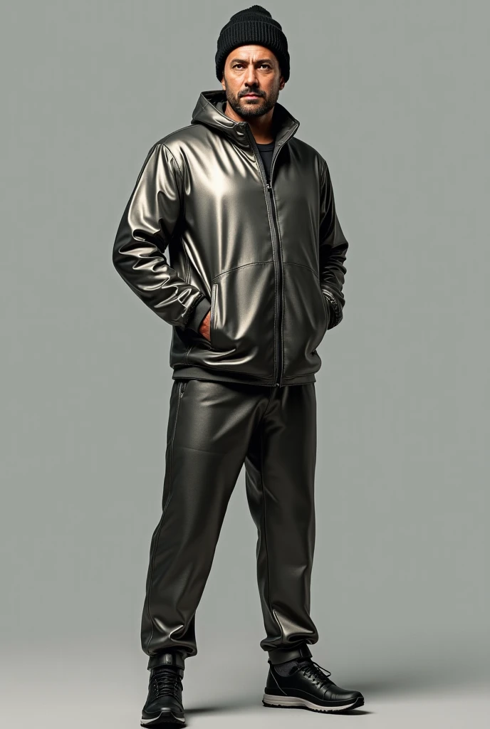 Imran Khan In Pistol metallic color track suit with black woollen rolled cap