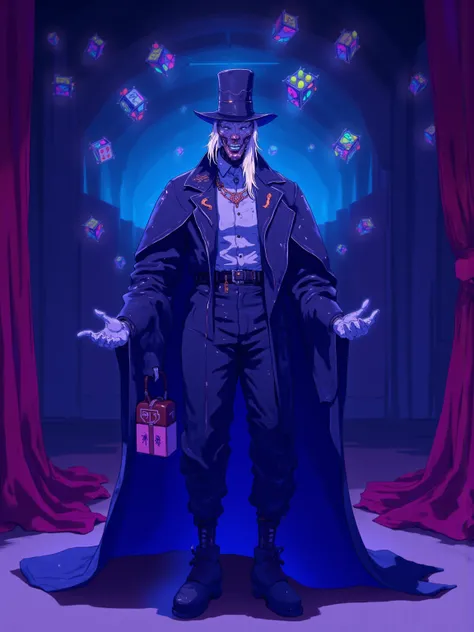  Diamond City magician Oswald , appearance of a human being, a mysterious and fantastic atmosphere , , cape and coat , silk hat, white shirt ,gloves, accessories reminiscent of a wizard ,backlit,Ultra Realistic Composition,surreal style,neo-surrealism with...