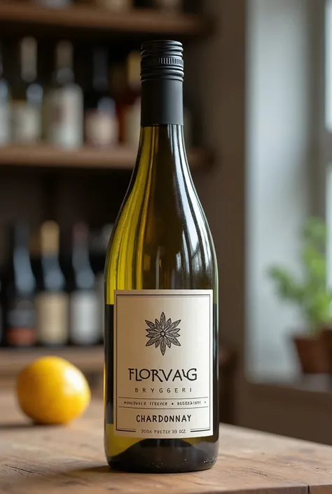 I want a sticker to my bottle of hoimemade Chardonnay, My brewery is named Florvaag Bryggeri, make it look exclusive, proffesional, clean and informative, The sticker is supposed to be used on the bottles , so make them printable with clear , exclusive fon...