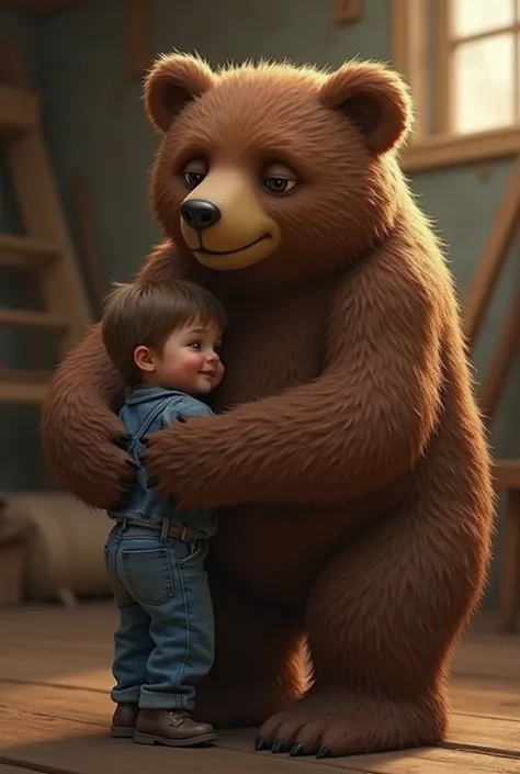  When daddy bear says goodbye to go to work,  his expression is one of affection and responsibility ,  giving the ren a hug before leaving . After,  we see him working , In some workshop , focused on their task,  but always thinking of his family . The dad...