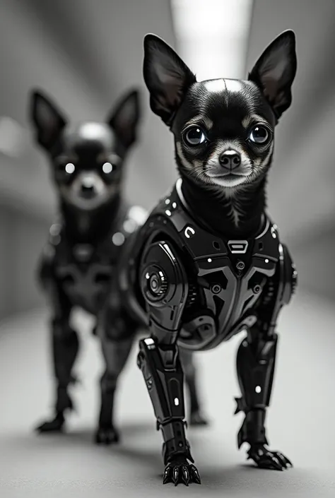 Black and white chihuahuas become little robots