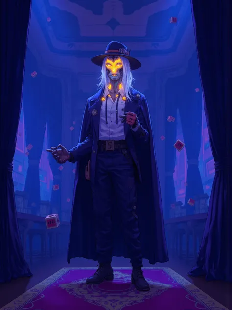  Diamond City magician Oswald , appearance of a human being, a mysterious and fantastic atmosphere , , cape and coat , silk hat, white shirt ,gloves, accessories reminiscent of a wizard ,backlit,Ultra Realistic Composition,surreal style,neo-surrealism with...