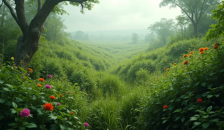 fields and bad plants growing