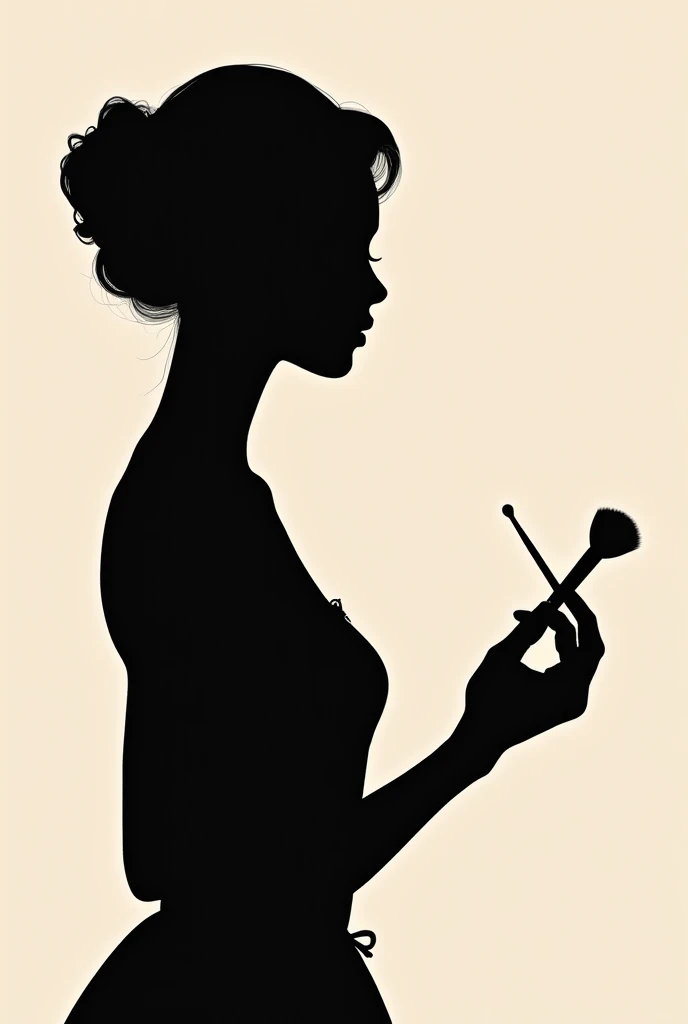 make  silhoutte clipart girl applying makeup with brush clipart
