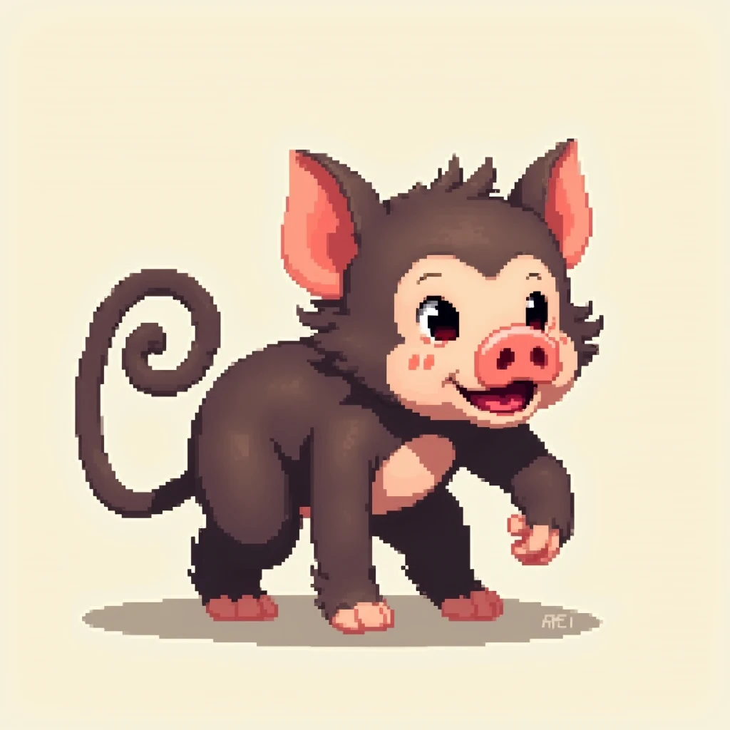 Pixelated Pig Monkey