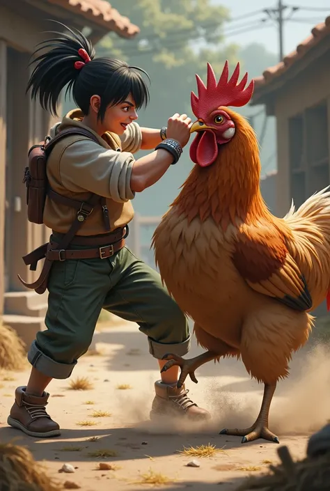 ren and chicken fight 