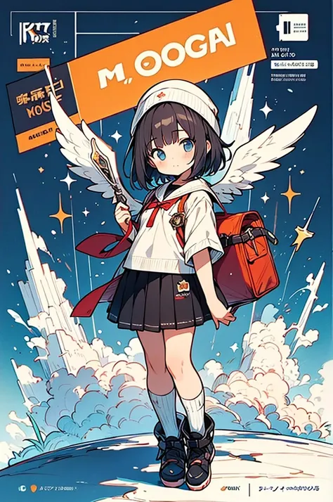 Email, angel and goat girl, 1girl, email, matrix code world, angel halo and wings, goat horn ears and tail, letter kunai (weapon), mail bag, postman skirt costume, (full body), flying in the sky of electronic codes,
cute anime petite girl with short-bowlcu...