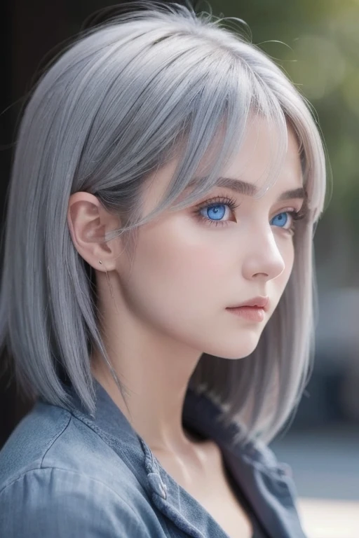 Gray Hair,  girl ,  profile picture , blue eyes