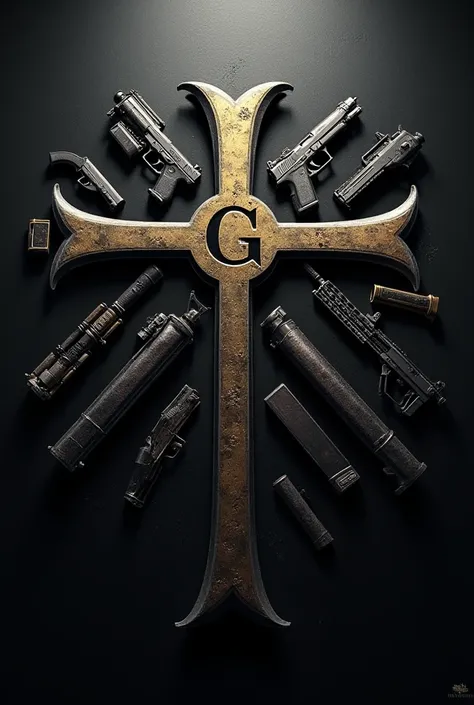 Templar sighn with letter G in the middle and with guns