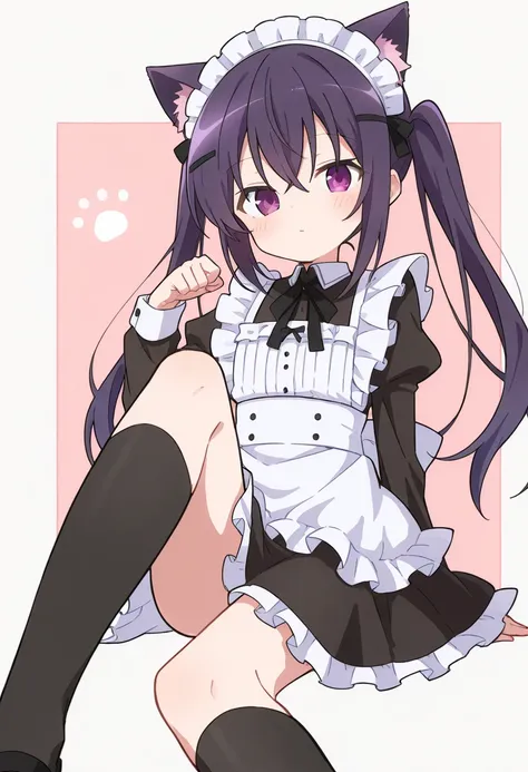 Rize Tedeza、 maid clothes、 twin tails、 black overknee socks、Cat ears