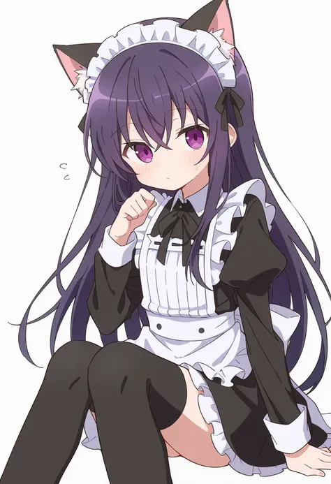 Rize Tedeza、 maid clothes、 black over the knee socks 、Cat ears、 long hair