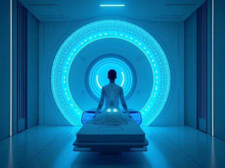 radiotherapy in a blue glowing interior