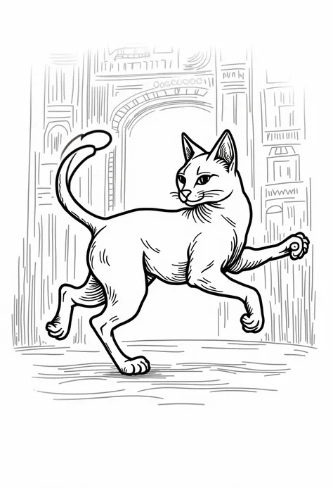 for profile photo B/w Sketch Art for s coloring book page for coloring, linhas fortes, linhas em negrito, s coloring pages, Pintura colorida do gato vintage, Cat breed, sob muros de uma cidade com belos detalhes, background super definidos, background supe...