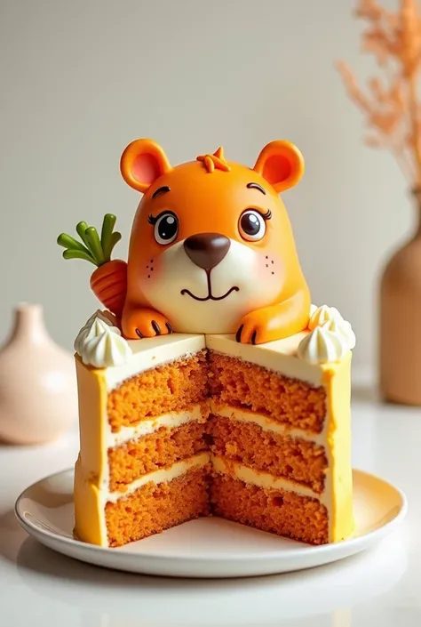 carrots cake with logo capybara 