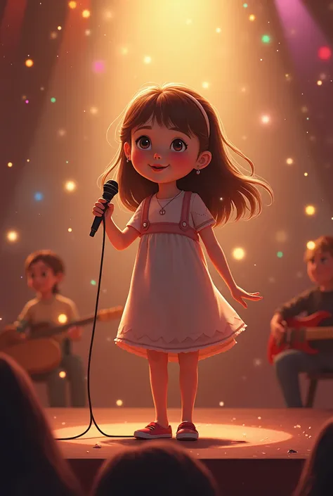 You are a little beautiful girl who is holding the mic for music.

