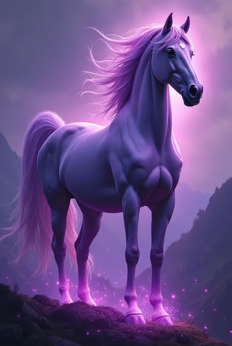 Create an angled horse ,  must have a purple color palette