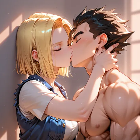 android 18, dragon ball z, twin, kissing