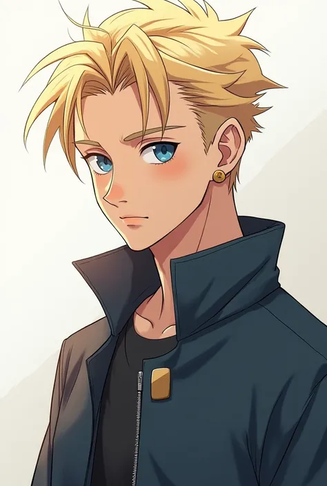 anime art , teenage boy, Blue-eyed blond , tall and handsome 