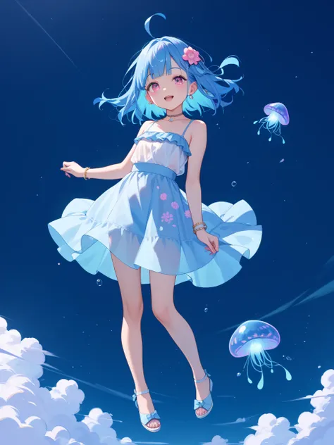 see-through girl , jelly chan , invisible body , mini dress , flying jellyfish