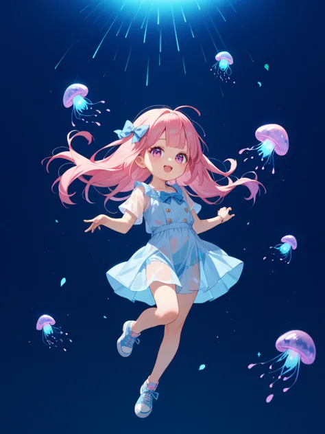 see-through girl , jelly chan , invisible body , mini dress , flying jellyfish