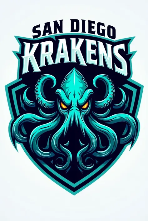 Basketball team logo, blue, turquoise, Mascot, San Diego Krakens 