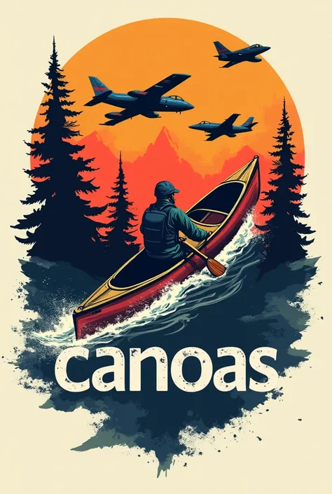 Logo type with canoe and fighter planes with the inscription CANOAS