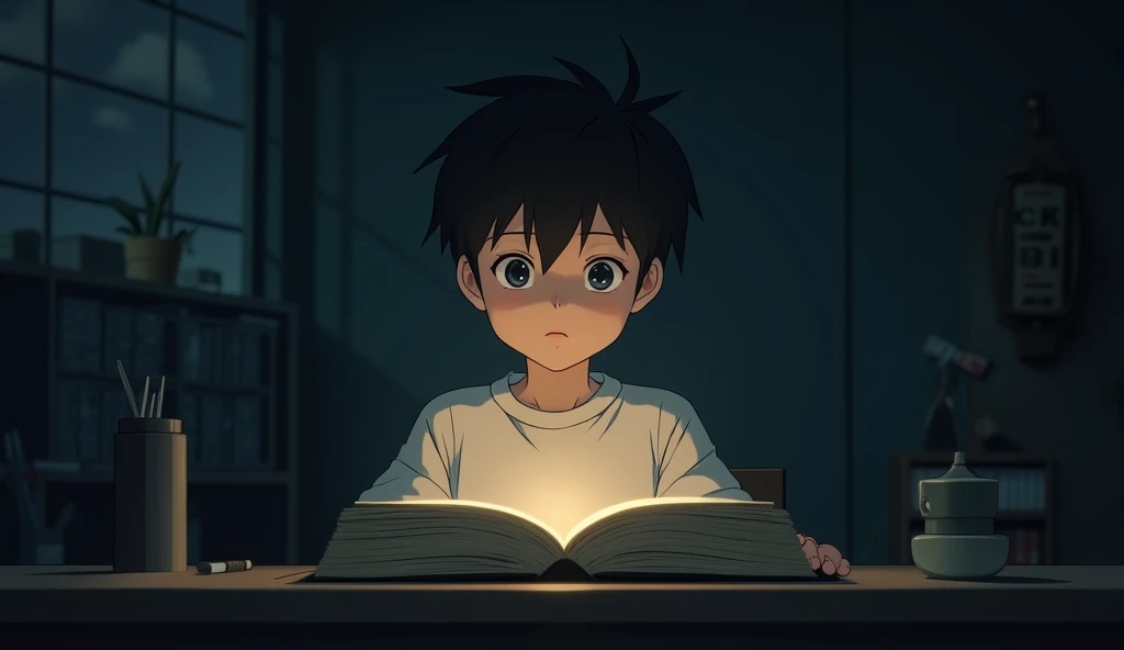 The boy studying in a government school, using his free time to read and learn, with modest surroundings.
   - **Description:** "The boy goes to a government school, studying with whatever little he has, determined to learn and succeed." Lights colour are ...