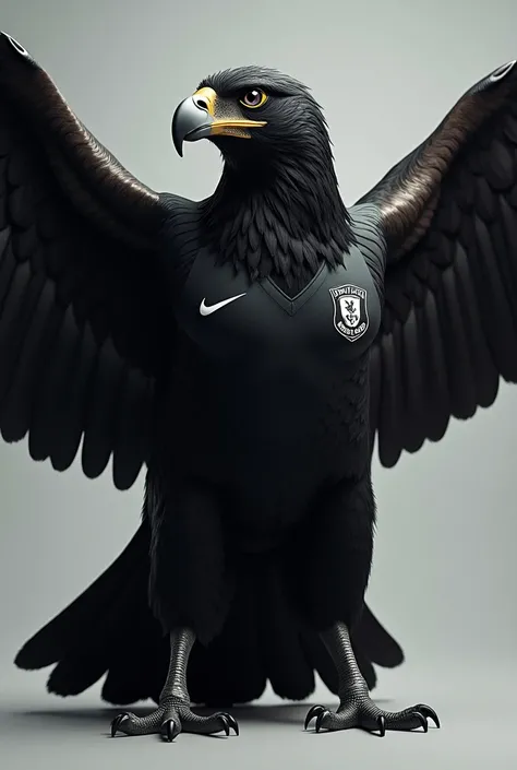 Strong black eagle wearing a black eagle soccer jersey